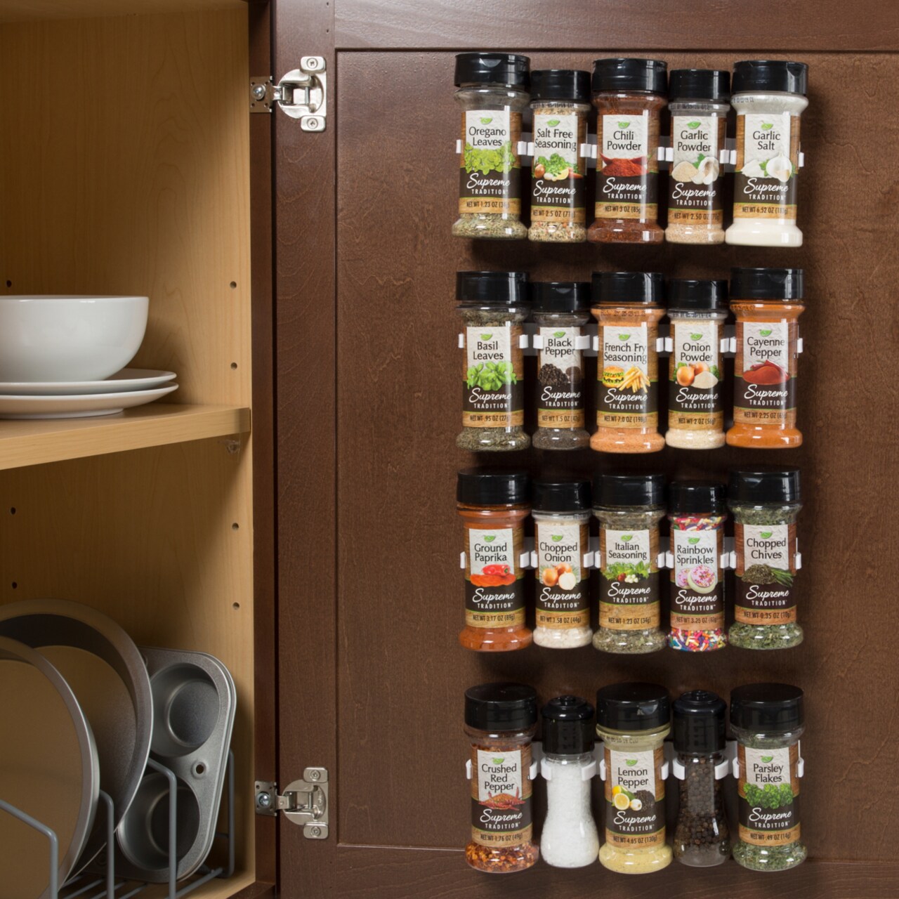 Lavish Home Spice Rack Organizer Holds 20 Spices Easy Stick To Cupboard Door